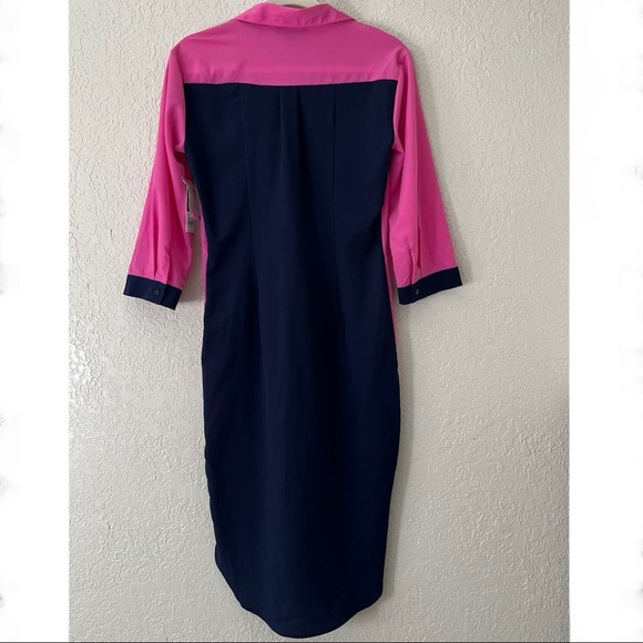 Project Runway women’s color block twist front shirt dress, small, pink and blue - Picture 2 of 6